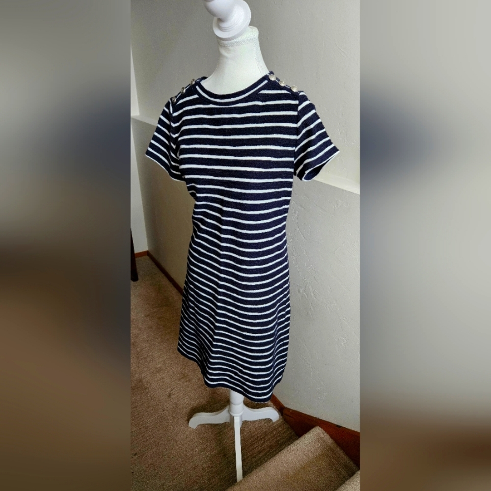 Loft navy and white striped dress